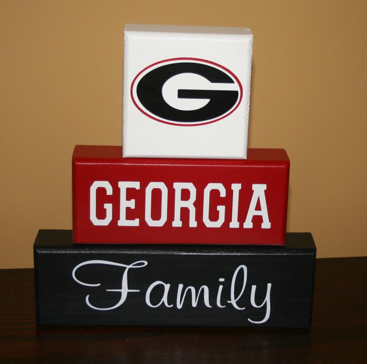 UGA Georgia Family Blocks GA Bulldogs Hand Painted 