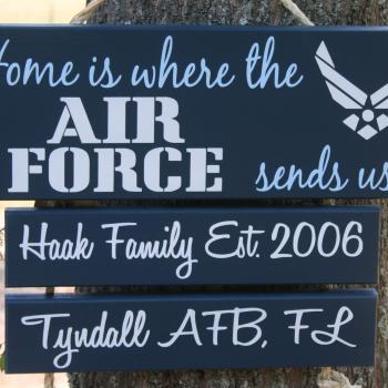 Hand Painted "Home is Where the COAST GUARD, Army, Navy, Marine Corps sends us" door wall hanging sign decor