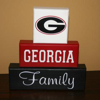 UGA Georgia Family Blocks GA Bulldogs Hand Painted 